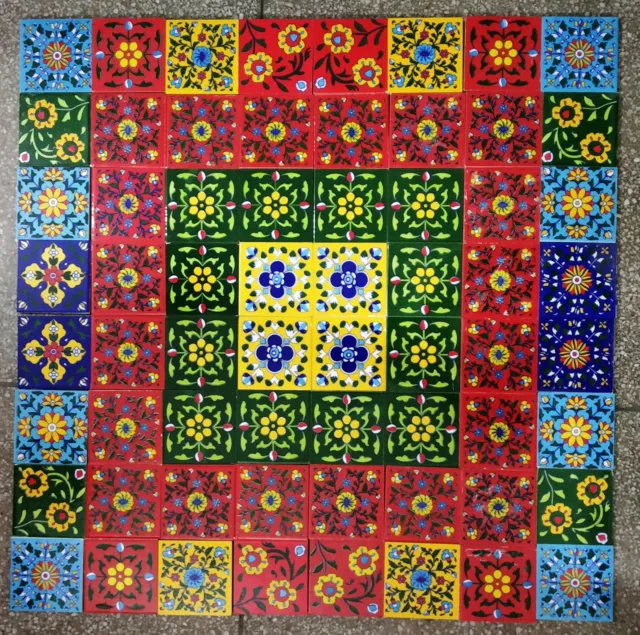 Ceramic Tiles Porcelain Blue Pottery Ceramic Tile Wall Tile Lot of 64 Art 3 x 3