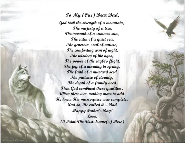 Father's Day Gift 4 Dad from your Son, Daughter, 2+Children Personalized Poem #5