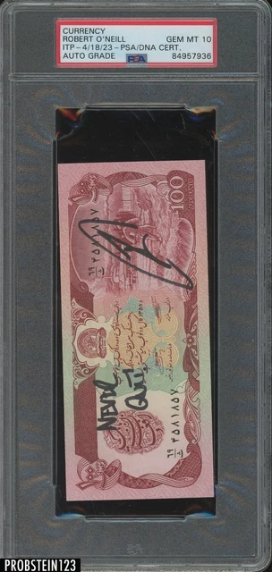 Robert O'Neill Signed Afghanistan $100 Afghani Currency PSA PSA/DNA 10 AUTO ITP