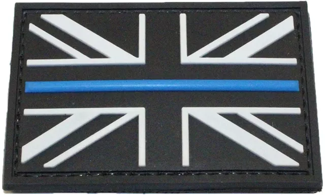 Union Jack Blue Line Uk Flag Tactical Patch Hook & Loop Morale Badge Pvc Airsoft