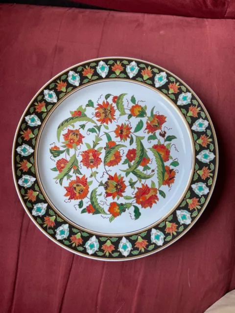 Vintage Hand Decorated Ceramic Hunging Plate, Sumerbank TurkMali Faience