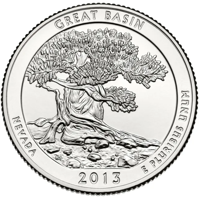 2013 D Great Basin Park Quarter ATB Series Uncirculated From US Mint roll.