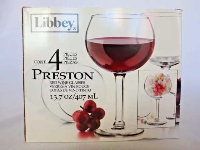 Libbey Preston Set Of 4 Red Wine Glasses 13.7 Ounce Brand New - Made in USA