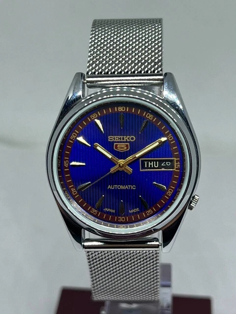 orologio da polso da uomo seiko 5 automatico vintage quadrante blu...