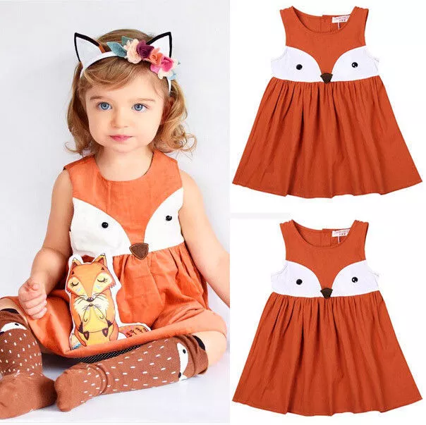 Toddler Kid Baby Girl Dress Fox Princess Dress Sleeveless Party Dresses Sundress