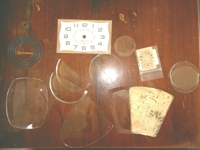 Misc Lot of Clock Parts Square Round Salvaged Used AS IS Glass Plastic