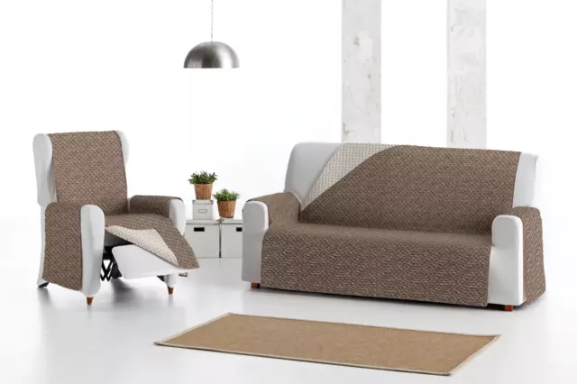 Funda de sofa marrón chaise longue reversible para sofas de  1 2 3 4 plazas Eysa