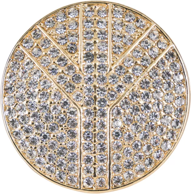 Broche ronde magnétique symbole de la paix en strass pour écharpes ponchos femme