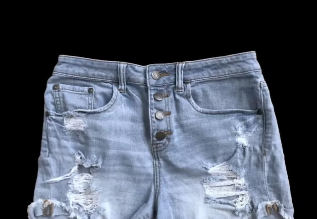 SUN & SHADOW Womens Size 7 High Rise Destroyed Cut Off Denim Blue Jean Shorts 3