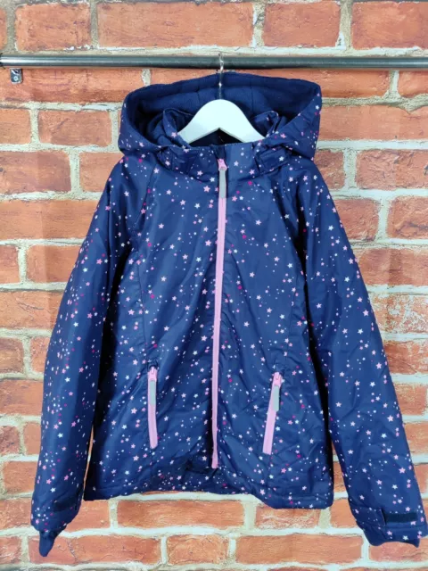 Girls H&M Navy Pink Star Print Padded Coat Jacket Age 9-10 Years Winter 140Cm