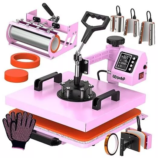 Pro 15x15 Heat Press with 30 OZ Tumbler Attachment, 8in1 8in1 - 15x15 Pink
