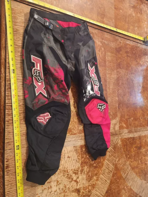 Youth Boys Fox Racing 180 Pants Size 10/26 Motocross Moto X Red Black Padded #M