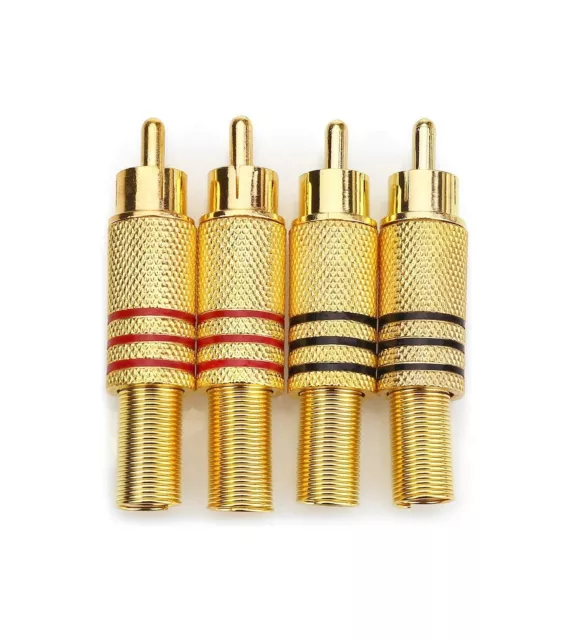 ( Pack of 4 ) RCA Phono Male Plug Non-Solder Solderless Connector Terminal AV