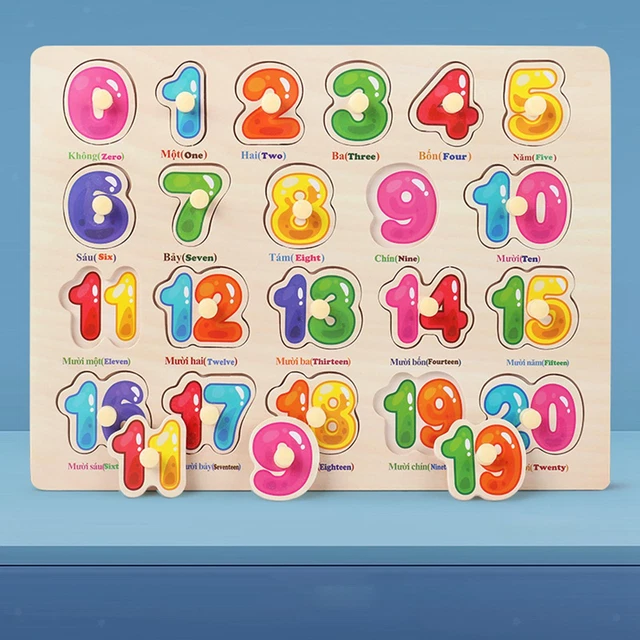 Montessori Wooden Jigsaw Number Puzzle Peg Board for Kids New Year Gift