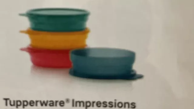 Tupperware NEW Impressions Black Microwavable Cereal Bowls with Seals Set  of 4