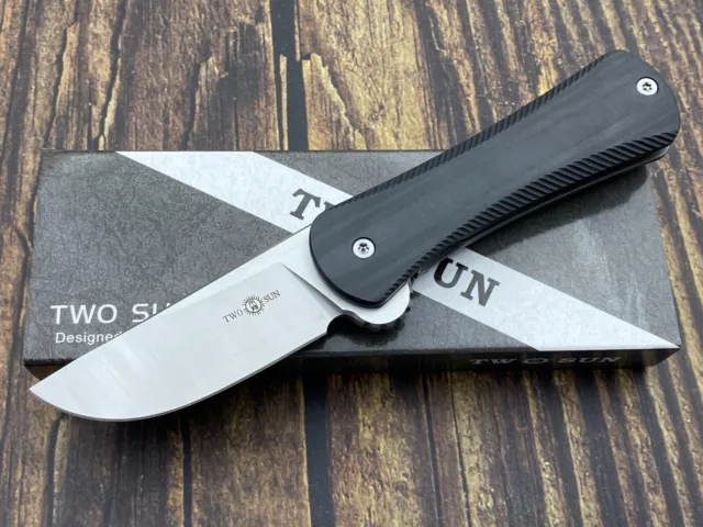 Twosun Tepe Folding Knife 6.1In S90V Blade Carbon Fiber & Titanium Handle TS128