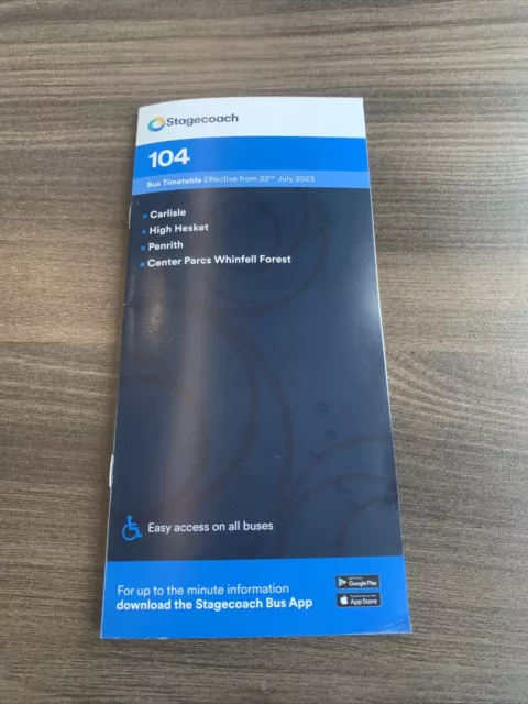 Stagecoach Cumbria: route 104 Carlisle - Penrith timetable leaflet July 2023