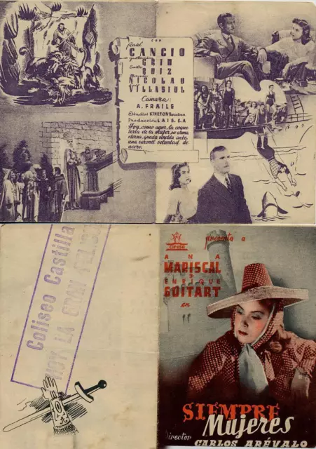 Año 1942. Programa PUBLICITARIO de CINE: SIEMPRE MUJERES.