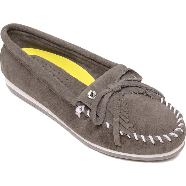 Minnetonka Womens Kilty Plus Gray Slip-On Shoes Shoes 8 Medium (B,M) BHFO 8322