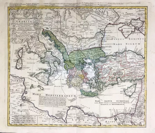 Greece Griechenland Archipelago Mittelmeer Croatia Turkey Homann Karte map 1741