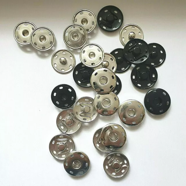 10 Druckknöpfe XL zum Annähen 15 mm 19mm 23 mm 30mm silber schwarz Druckknopf