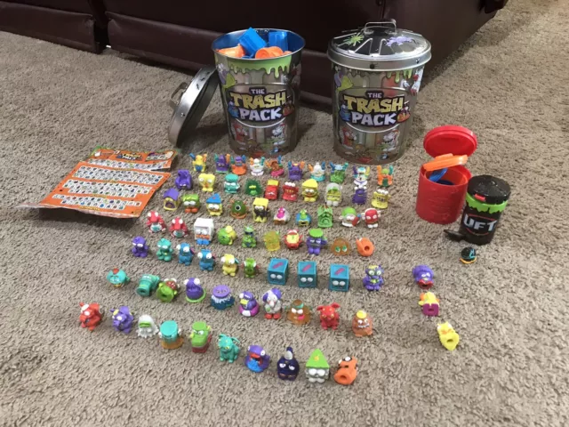 THE TRASH PACK Garbage Truck Trash Cans 70 Trashies Bundle