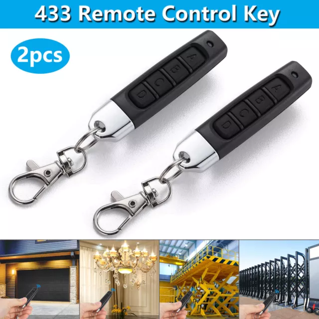 2PCS Universal Garage Door Remote 433mhz Electric Cloning Control Key Fob Opener