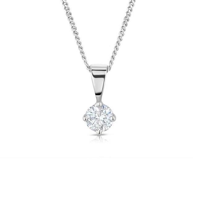 Pendentif Diamant Solitaire 0.75 Ct Or Blanc 18K - Idée Cadeau Mariage - Neuf