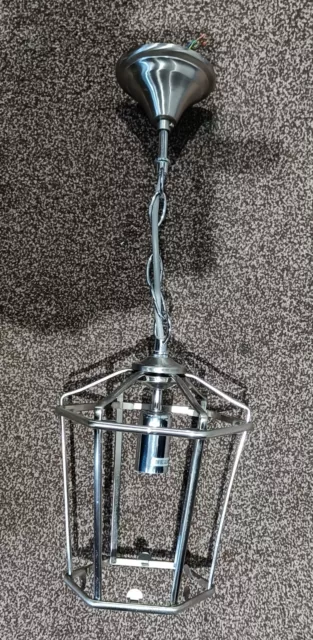 Bevelled Glass Lantern Style Light Fitting(Brushed Steel)
