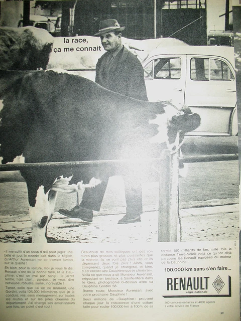 Publicite De Presse Renault Dauphine Automobile Sans S'en Faire French Ad 1958