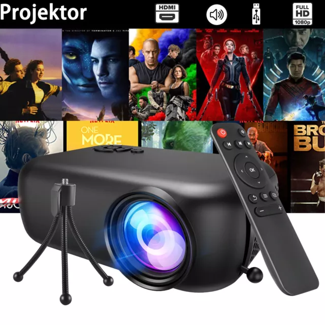 Mini Projektor LED HD 1080P Beamer Heimkino Tragbarer Film Theater Home Cinema