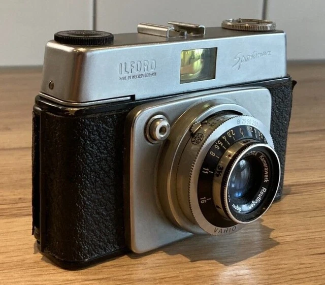 Cámara De Colección Ilford Sportsman Hecha en Alemania 35 mm Cámara de Película con Estuche