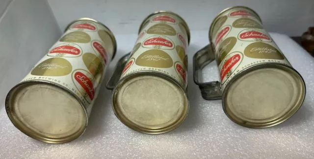 3 Vintage Schaefer Tin Beer Can Mugs 2