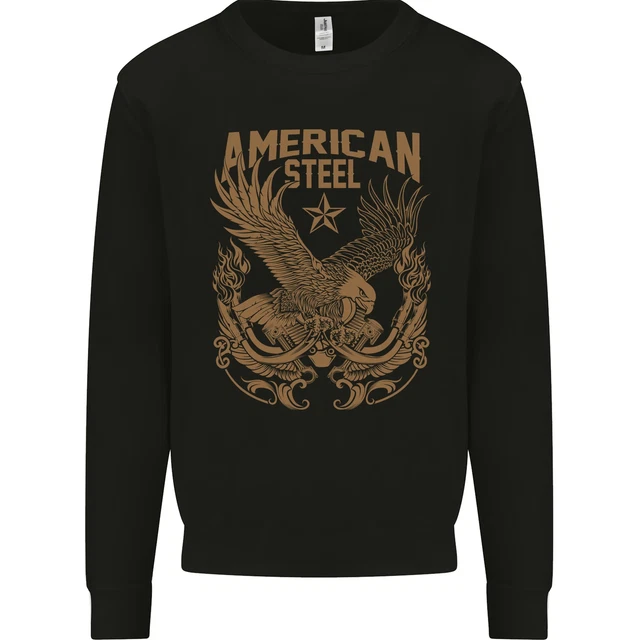 American Steel Motorbike Motorcycle Biker Kids Sweatshirt Jumper
