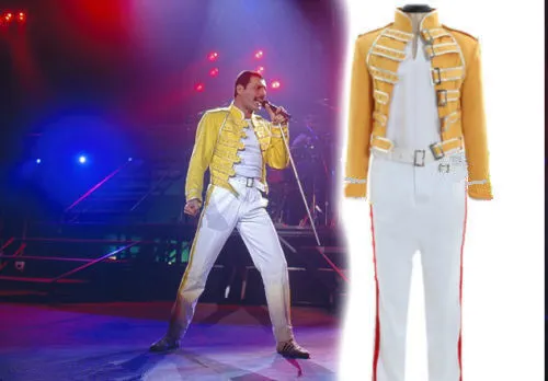 Queen Lead Vocals Freddie Mercury Cosplay costume queen band yellow outfit suit