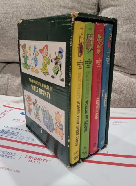 The Wonderful Worlds of Walt Disney Golden Press 4 Book Box Set 1965 Vintage