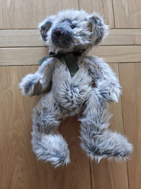 13" RUSS ASHTON TEDDY BEAR GREEN RIBBON BOW KNITTED PAWS SOFT CUDDLY TOY.No.4355