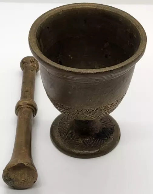 Vintage Solid Brass Mortar And Pestle
