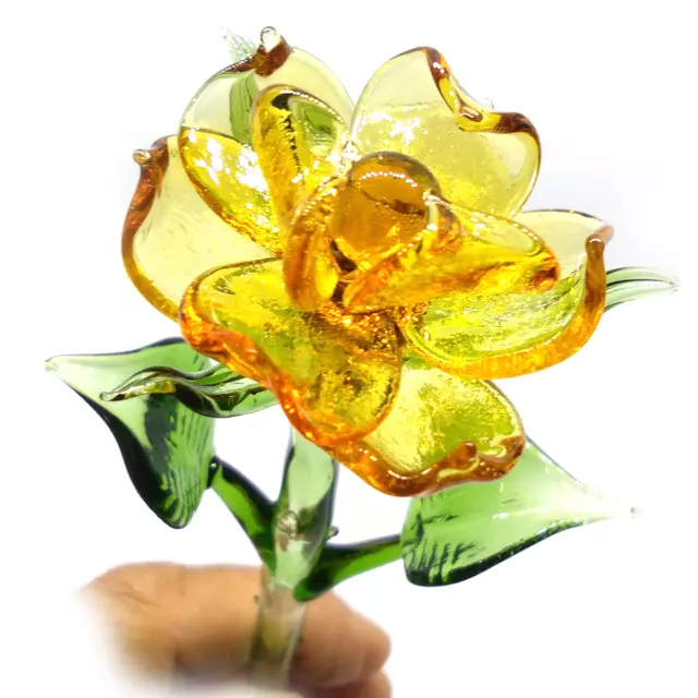 Small Rose #24  hand blown color glass art sculpture figure flowers decor gift