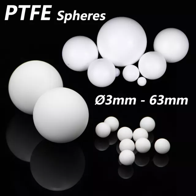 White PTFE Spheres Ø3mm - 63mm PTFE Ball Diaphragm Pumps Seal Balls Valve Balls