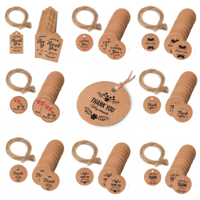 100pcs Kraft Paper Thank You Tags Thank You for Celebrating with us Labels Decor