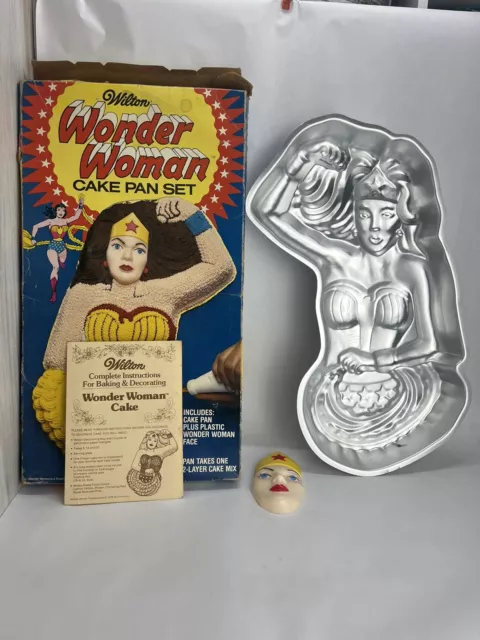 Wilton Wonder Woman Cake Pan Set Includes Face Plate Complete Original Box 1978