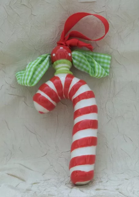 Candy Cane Ceramic Christmas Ornament Holiday Peppermint Stick