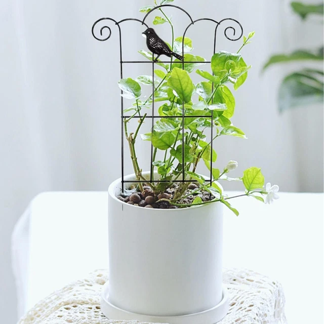 SAVITA – 3 Tralicci In Metallo Per Piante Rampicanti In Vaso – Sostegno Da Giardino Deco (Nero, 27x10 Cm)