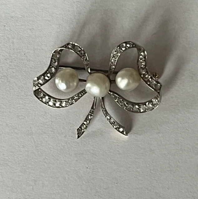 Broche Vintage Or Jaune 18K Et Argent Avec Diamants - Époque Napoléon III, Référence MP2378