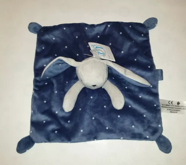 Neuf - Doudou Plat Étoile bleu Gris Simba Toy Benelux Lapin