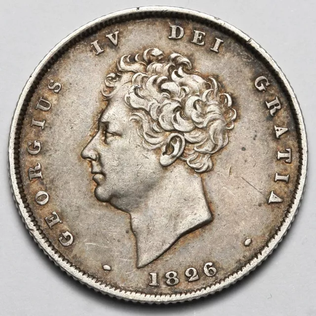 1826 King George Iv Great Britain Third Reverse Silver Shilling Coin