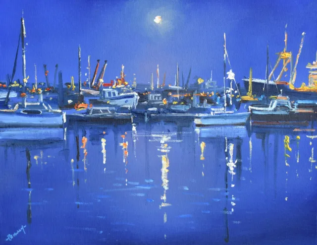 Fabulous Richard Blowey Original Oil Painting Harbour Scene Cornwall Cornish Art
