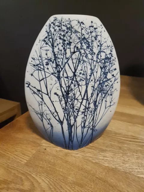 Tenmoku Pottery Impressed Tree Blossom Vase.