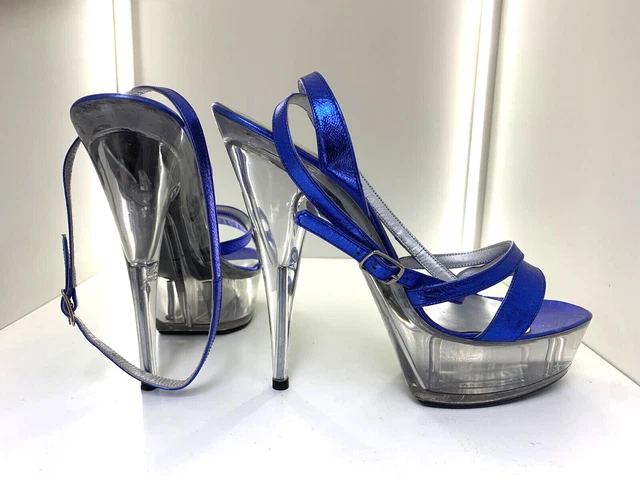 16 cm Sexy Blue 39 FUSS crystal metal sky pumps sandals high heels